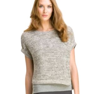 Eileen Fisher Cotton Blend Wonder Stitch Gray Knit Top  Crop Sweater